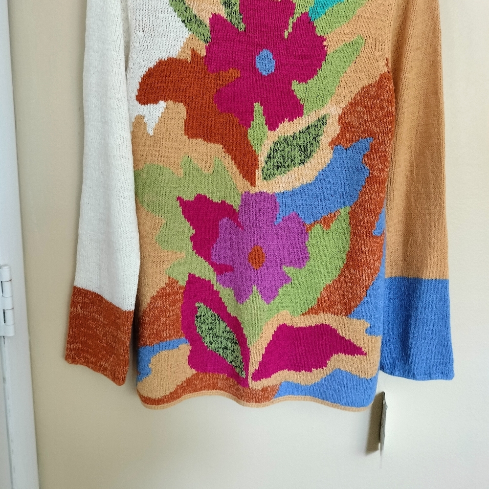 J.H. Collectibles Artsy colorful mock turtle neck knit sweater M New With Tags - Picture 2 of 11